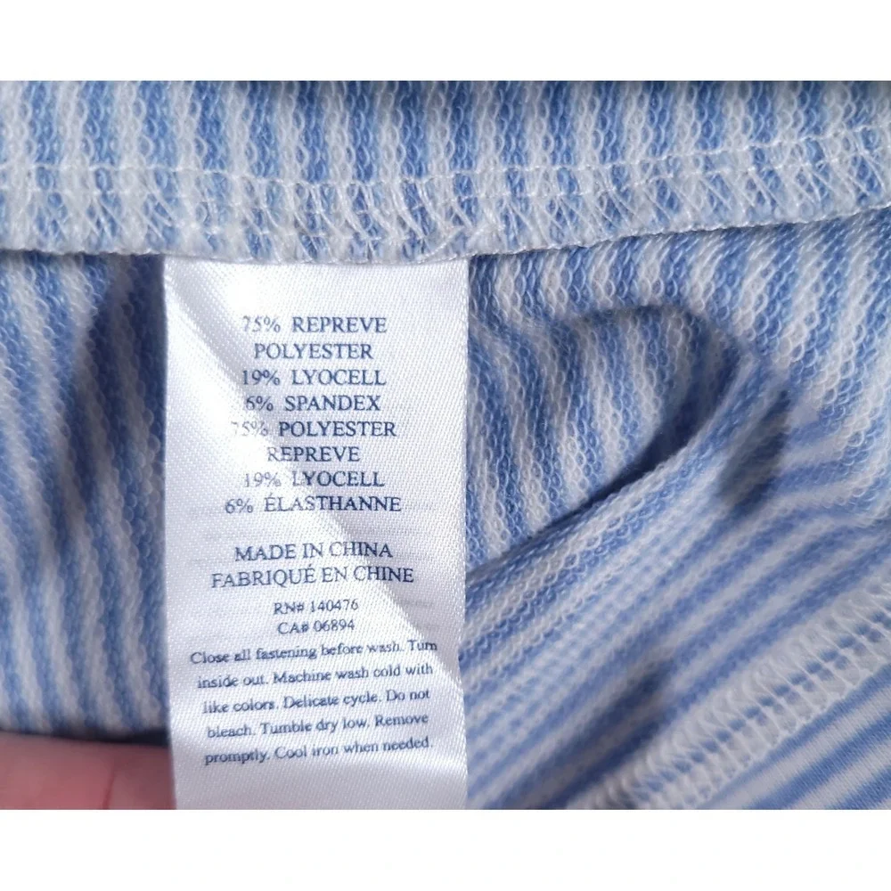 Faherty Movement Quarter Zip Mens 2XL XXL Blue White Striped 1/4 Zip Performance